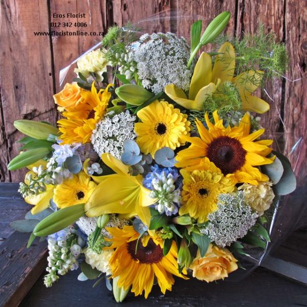 Bright colorful seasonal mix of fresh flowers, bouquet or bunch of flowers