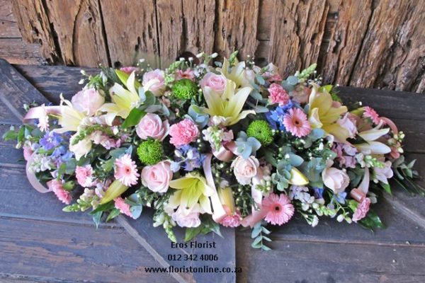 Soft oval funeral flower wreath